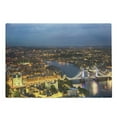 thumbnail image 1 of Modern Cutting Board, Sunset at London England Cityscape Night Time and Tower Bridge Landmark Urban, Decorative Tempered Glass Cutting and Serving Board, Large Size, Yellow Bluegrey, by Ambesonne, 1 of 1