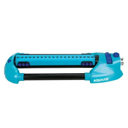 Aqua Joe - AJ-OMS20-BRS Indestructible Metal Base Oscillating Sprinkler | Customizable Coverage | 4973 sq ft Max Coverage
