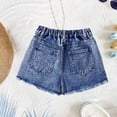 thumbnail image 5 of Tigivemen Jeans for Teen Girls Trendy Ripped Shorts Vintage High Waist Denim Shorts with Elastic Waistband Blue 7-8 Years, 5 of 6