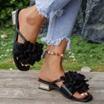 thumbnail image 4 of Women's Floral Block Heels Square Toe Elegant Dressy Slide Sandals Wedding Party Date Night Heel Sandals Black 8.5(41), 4 of 7