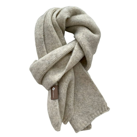 Trayknick Winter Scarf Windproof Solid Color Soft Thick Knitting Keep Warm Cozy Unisex Korean Style Men Scarf for Outdoor