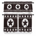 thumbnail image 2 of Kitchen Window Curtains Valance and Tier Set, Western Traditional Country Star Rod Pocket Tier Curtain Valance Set, Texas Ethnic Stars on Black Light Filtering Cafe Curtains for Bedroom Living Room, 2 of 9