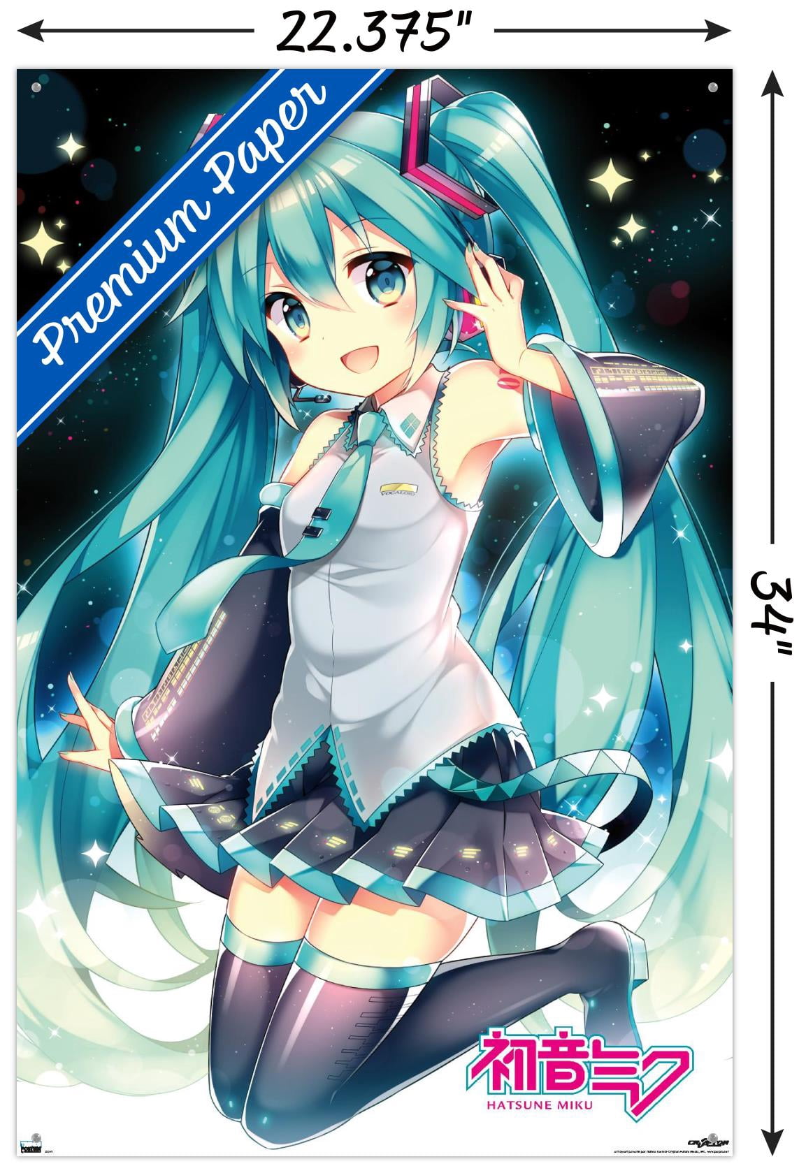 Hatsune Miku - Smile Wall Poster with Pushpins, 22.375" x 34"