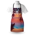 thumbnail image 4 of Island Party Apron, Mystic Evening at the Beach Hanging Ornamental Ornaments Honeymoon, Unisex Kitchen Bib with Adjustable Neck for Cooking Gardening, Adult Size, Dark Purple Pink Blue, by Ambesonne, 4 of 4