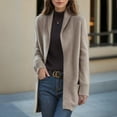 thumbnail image 2 of CheerKidz Women Knitted Pocket Cardigan Jacket Casual Loose Fit Soft Warm Cozy Outerwear for Daily Wear Leisure Outings and Sports Activities(Khaki#1,S), 2 of 6