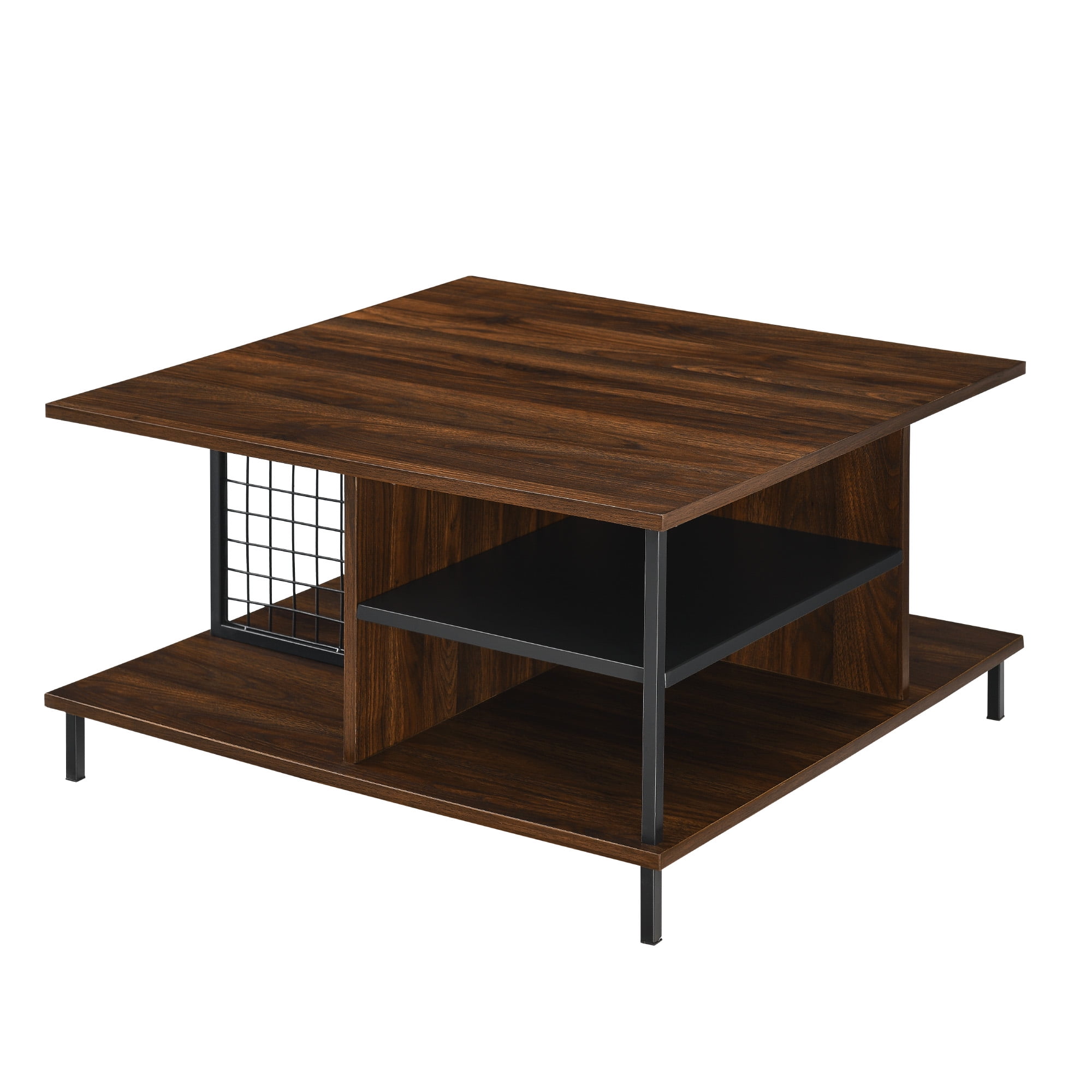 Hodge Dark Walnut Modern Square Coffee Table by River Street Designs