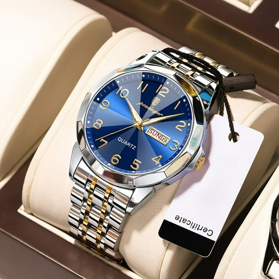 Stylish Men's Quartz Wrist Watch - Waterproof, Double Calendar, Fashionable Timepiece with Precise Quartz Movement - Ideal for Daily Wear, Business, or Casual Occasions