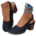 thumbnail image 4 of NOKIO Women's V𝗂ntage Chun𝗄𝗒 Sandals Adjustable Slingback S𝗅ip On Slippers Hollow Summer Outdoor Ladies Shoes Closed Toe Breathable Sandalias de Mujer, 4 of 7