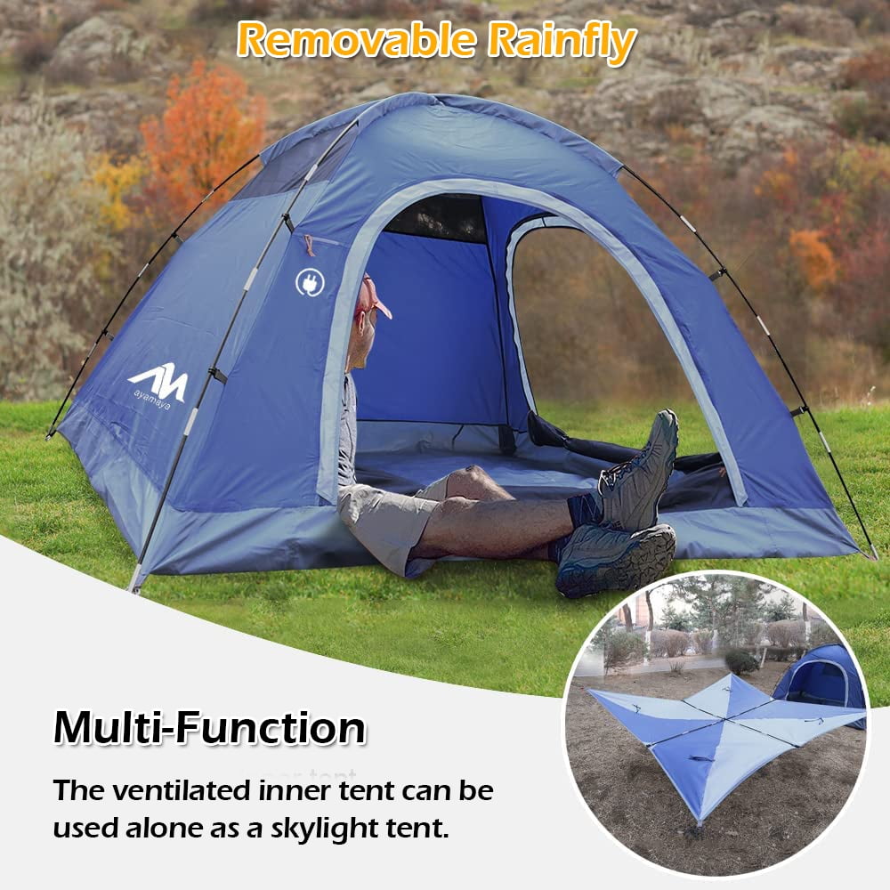 IC ICLOVER 2-3 Person Camping Tent, Waterproof Double Layer Dome Tent with 2 Doors & 2 Large Mesh Windows for Hiking Trave