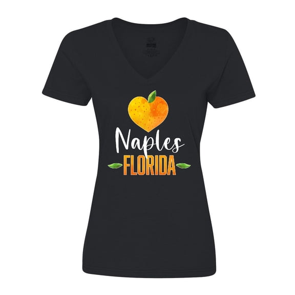 Inktastic Naples Florida Orange in Heart Women's V-Neck T-Shirt