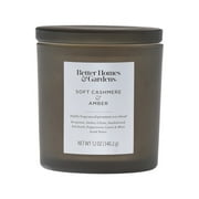 Better Homes & Gardens 12oz Soft Cashmere & Amber Scented 2-Wick Jar Candle with Glass Lid