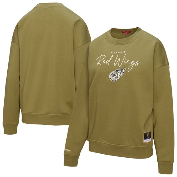 Women's Mitchell & Ness Hunter Green Detroit Red Wings Fleece Sweatshirt