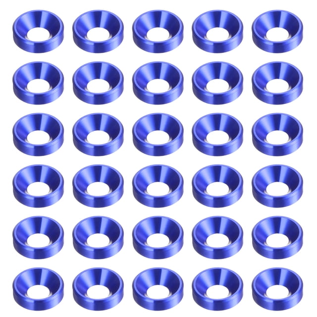 Unique Bargains Lot de 30 Rondelles à Encastrer M4 en Alliage d'Aluminium Anodisé pour Finition, Bleu