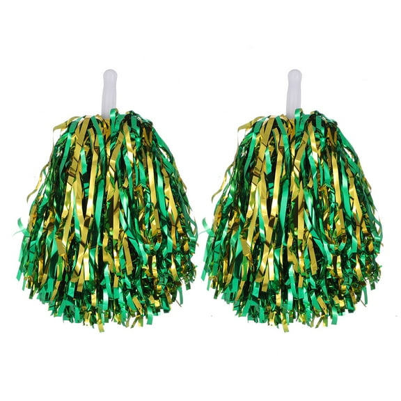 HEVIRGO 2 Pcs Cheerleader Pom Poms Metallic Foil Cheerleader Pom Poms Hand Flowers with Handle for Sports Competitions Celebrations