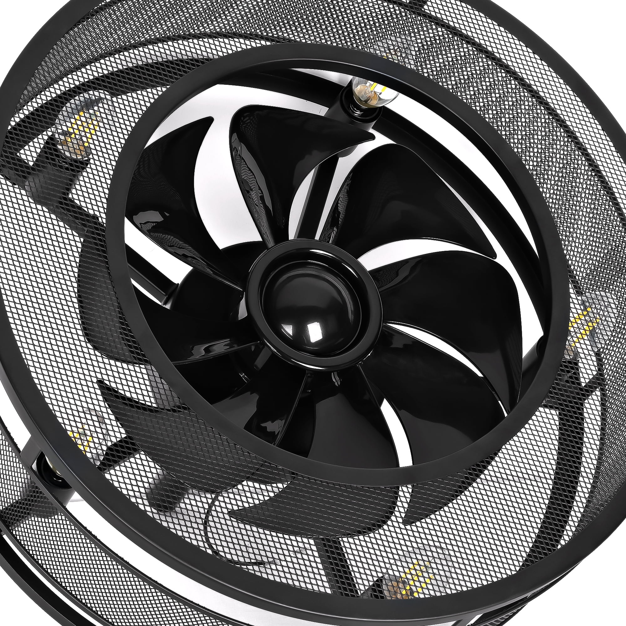 Ltmate 18-Inch Black Low Profile Ceiling Fan with Light, Indoor Use, 100-240V