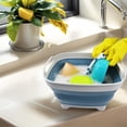 thumbnail image 4 of ANDYYOUTING 7.5L (2 Gal) Collapsible Dishpan w/ Drain Plug - Foldable Washing Basin, Portable, Space Saving Kitchen Storage (Grey/Blue), 4 of 7