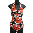thumbnail image 2 of Tropical Escape Womens Red Tropical Floral Halter Swimsuit Bathing Suit 14, 2 of 2