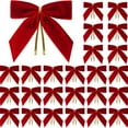 thumbnail image 2 of Aodebiao Velvet Christmas Bows for Tree Wreath Gift Wrap Party Decorations, Small Pre-Tied Ribbon Bows for Crafts Wedding Holiday Home Decoration, Bulk Burgundy Red Bows for Candy Bags Baking Favors, 2 of 2