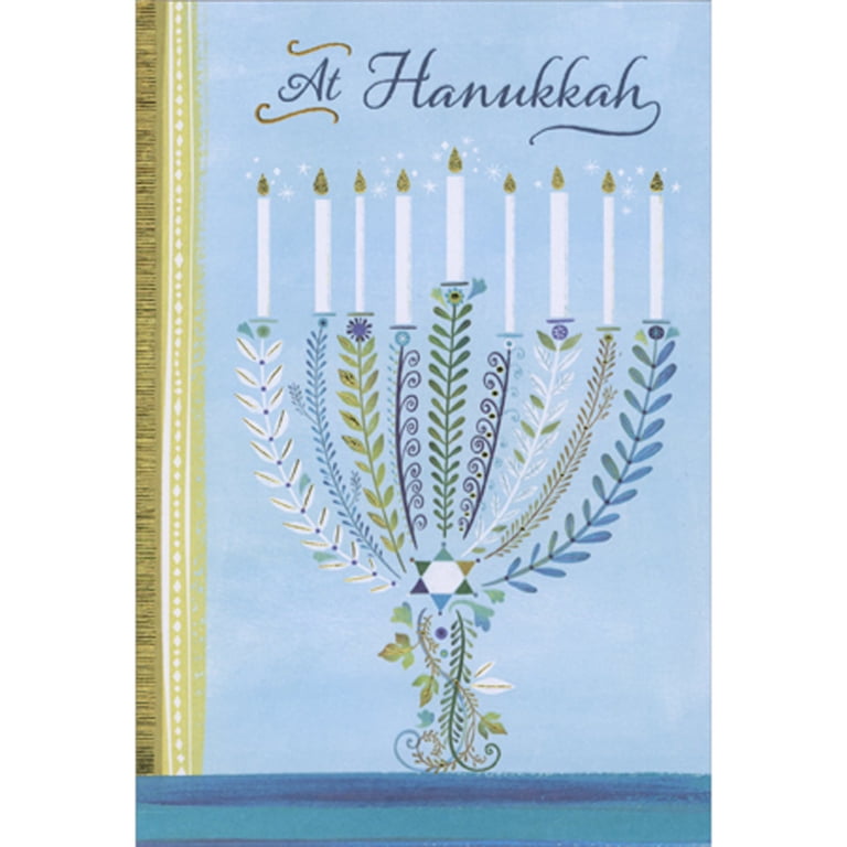 Menorah with Vine Branches Hanukkah Greeting Cards, Set of 8 photo 1