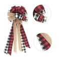 thumbnail image 3 of Christmas Tree Tops Bow Red Buffalo Plaid Burlap Decoration Cloth LED Polyester Xmas Hanging Gift Decorative Ribbon, 3 of 6