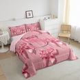 thumbnail image 3 of Castle Fairy Ribbon Bow Knot Personalized Initial S Bedding Comforter Set 2pcs for Preppy Child Teens,Pink Bow-Tie Twin Comforter Sets Microfiber,Dreamy Princess Bow Alphabet Breathable Bedding Set, 3 of 8