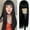 Black, variant on Dengmore Long Straight Wig with Bangs Hair Black Charming Wig for Women Synthetic Natural Wig for Daily Party And Cosplay Premium Soft Wig 25.6 Inch