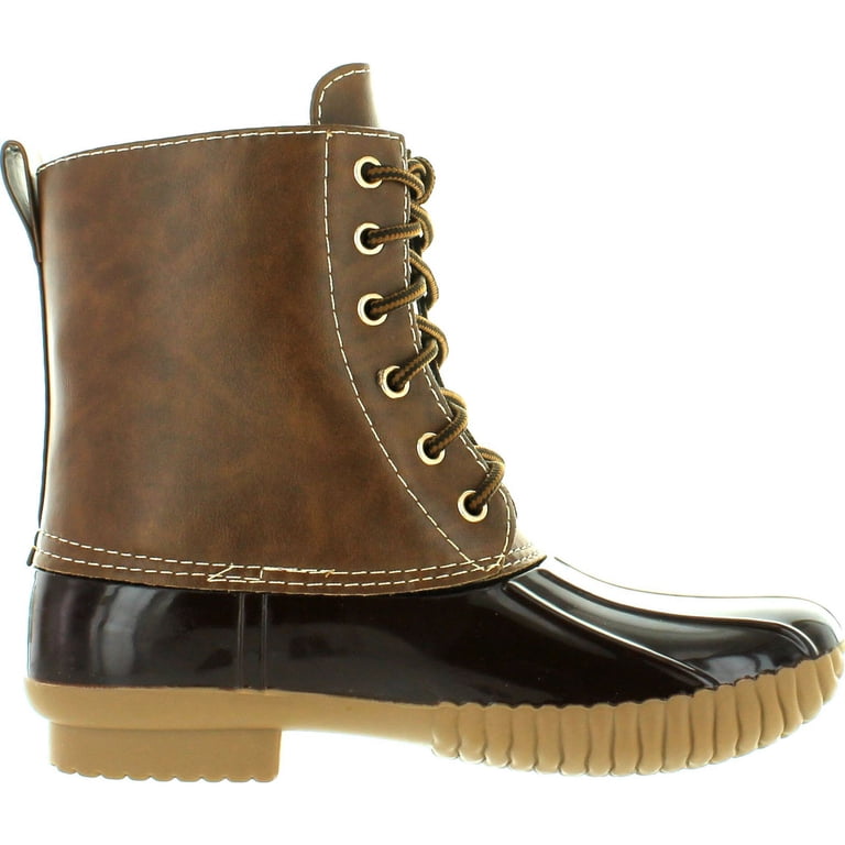 Two-Tone Lace-Up Duck Boots New Women Two Tone Faux Shearling Lined Lace Up Duck Boot  main image 2
