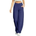 thumbnail image 2 of Blue Wide Leg Sweatpants Women Pants for Womens Workout Wide Leg Elastic Waist Sweatpants Fashion Line Loose Pants Fall Casual Basic Trousers Fashion Clothing, 2 of 6