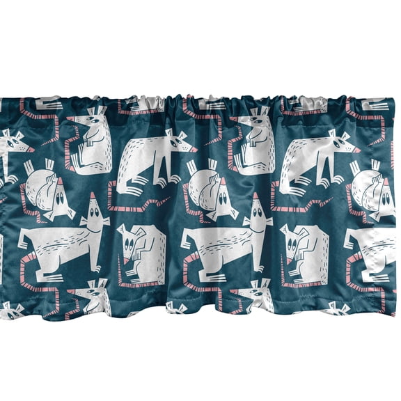 Ambesonne Rats Window Valance, Cartoon Mouse Pattern, 54" X 12", Dark Teal Pastel Pink