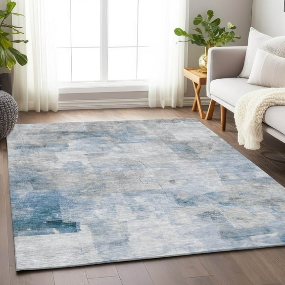 Addison Rugs Chantille Indoor/Outdoor Transitional Abstract Denim Washable Rectangle Rug, 10' x 14'