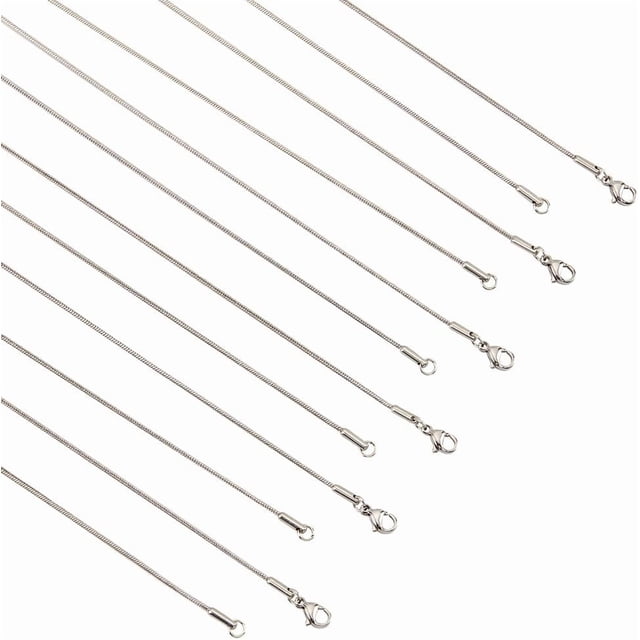 15 collares de cadena de serpiente de acero inoxidable de 3 tamaños, 1 mm de ancho, 17,9/19,9/23,8 pulgadas, flexibles y redondos, para hombres y mujeres.