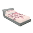 thumbnail image 2 of Ambesonne Saying Fitted Sheet & Pillow Sham Set, Sleeping Pink Cat and Text, Twin, Peach Violet, 2 of 2