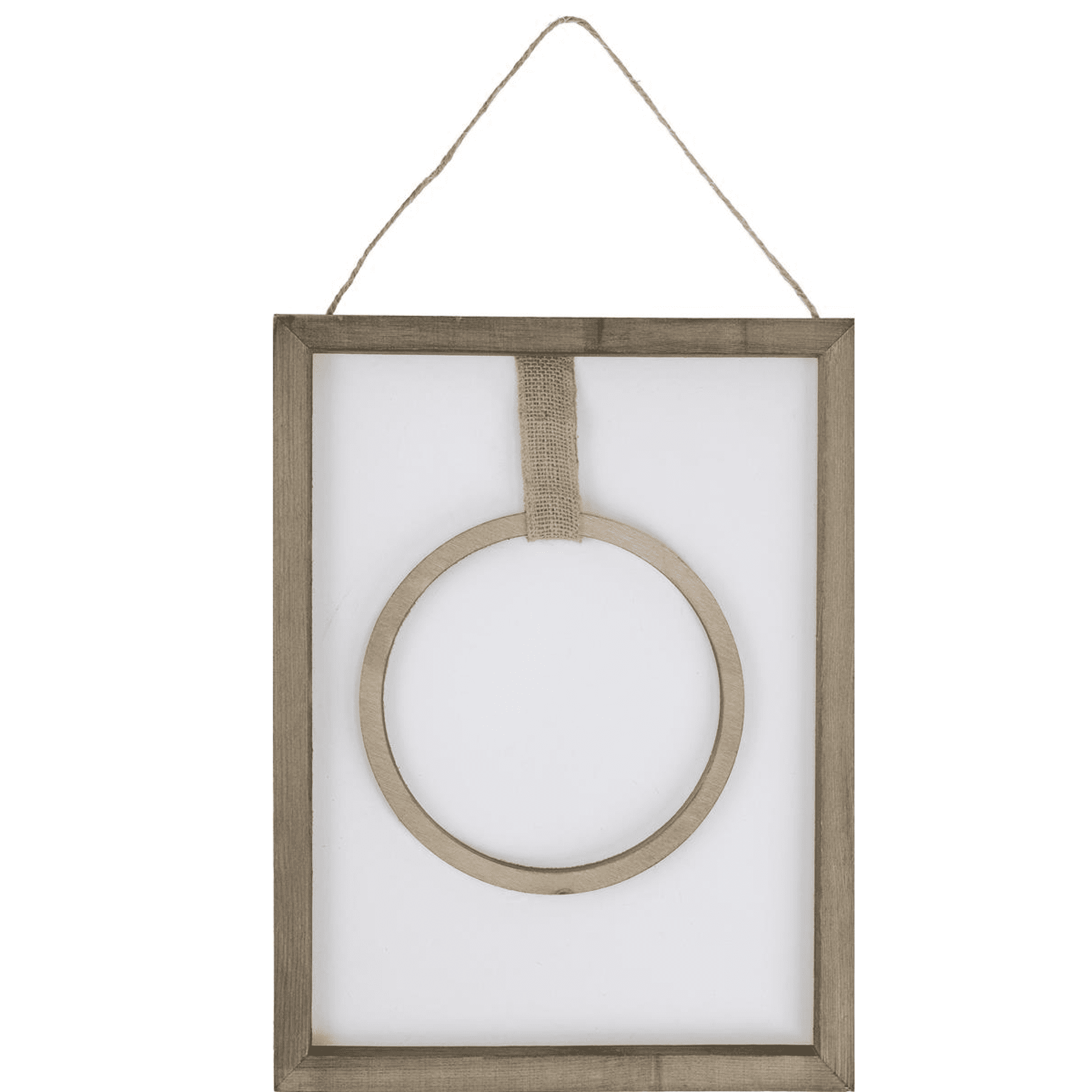 Hampton Art Wood Rustic Framed W/Hoop 12x16 White Plaques & Signs