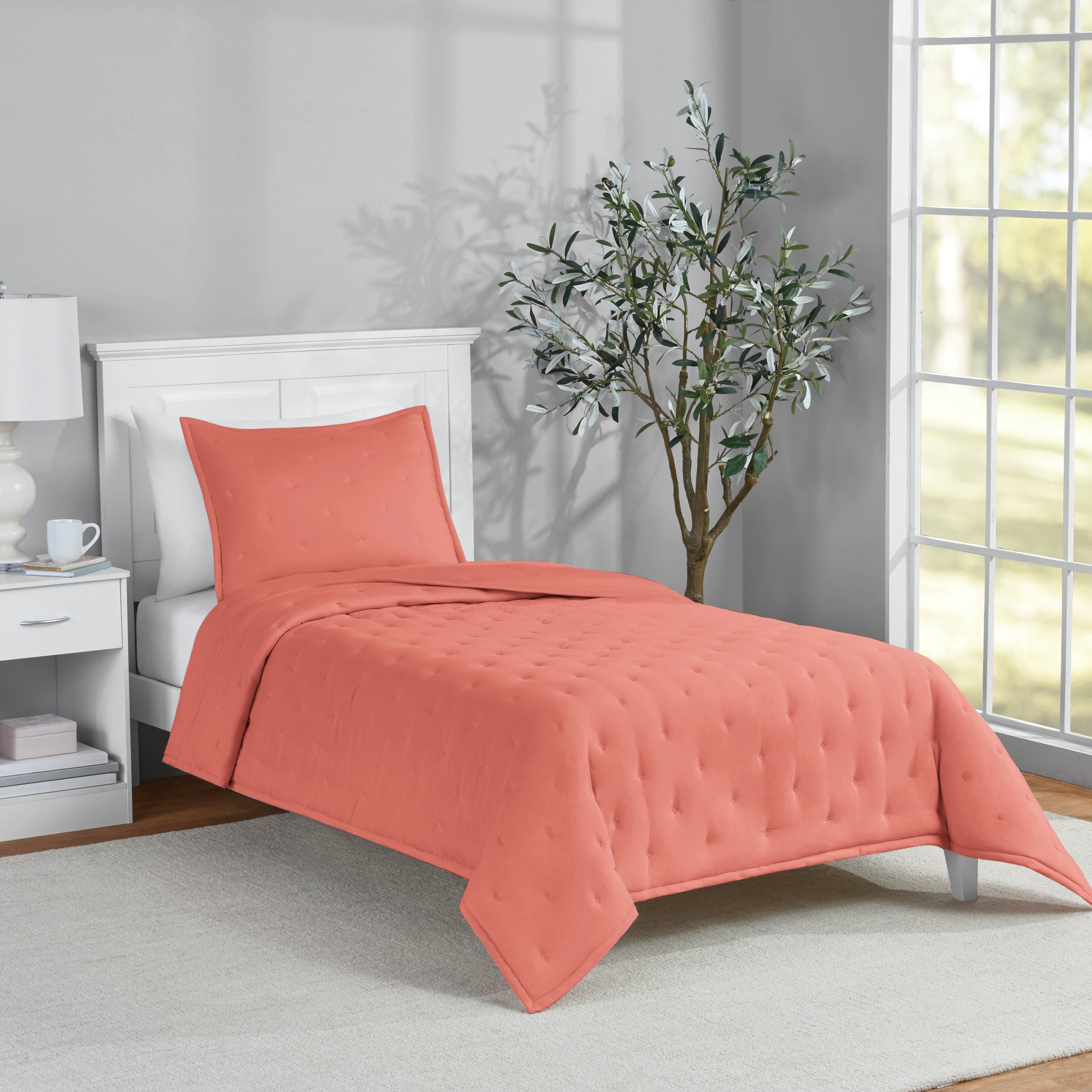 Mainstays Twin/Twin XL Comforter Set, All-Season, 2-Piece, Rust