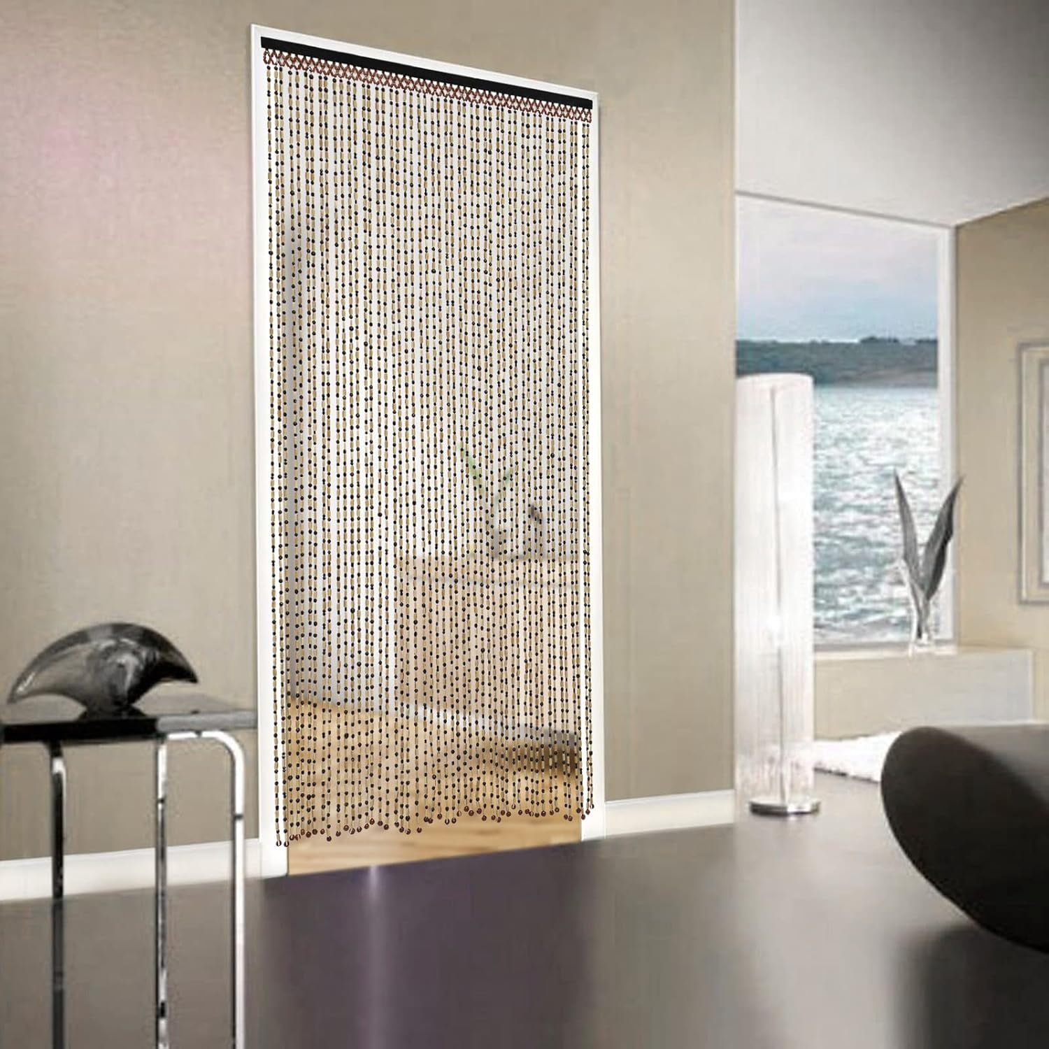 MiumaeovBeaded Curtain for Doorway Handmade Bamboo Wooden Door Beads Hanging Room Divider Curtain,Doorways Multi-Scenario Application Beaded Curtain Bedroom or Balcony