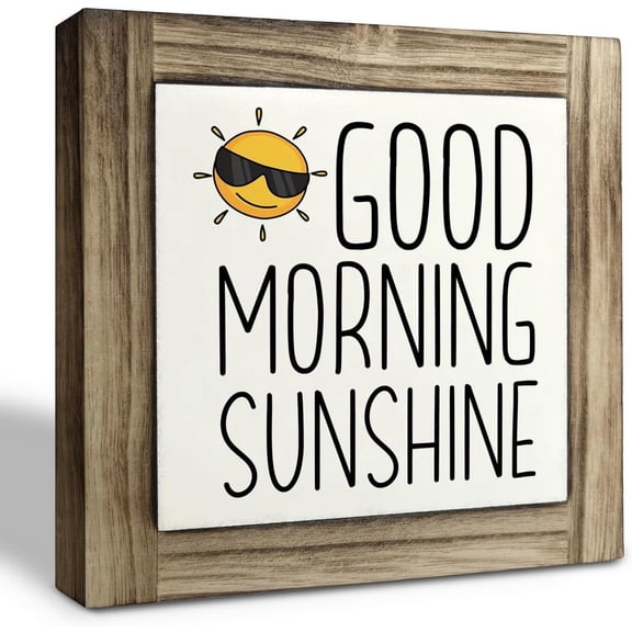 Sunshine Wood Plaque Sign, Good Morning Sunshine, Box Wood Plaques Desk Décor, Sunshine Decor Tabletop, Rustic Home Sign Farmhouse, Positive Decoration