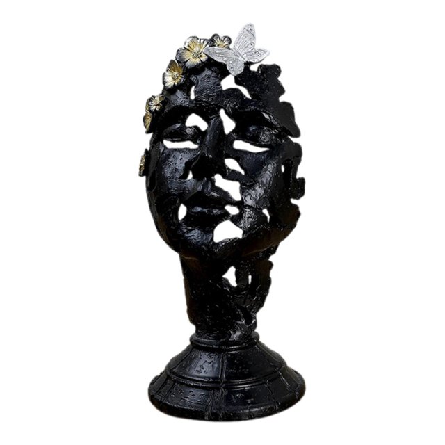 Estatuilla de rostro humano, estatua moderna, decoración del hogar, adorno de escritorio, escultura abstracta para estante, mesa de comedor, oficina, Negro