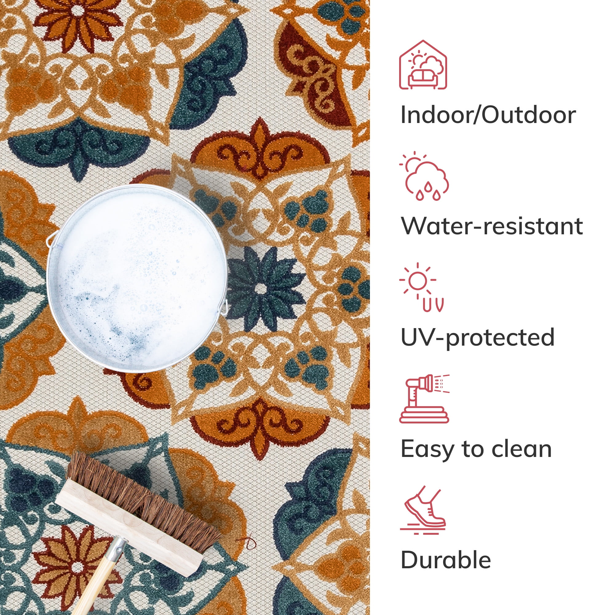 Well Woven Dorado Cabo Modern Geometric Multi Indoor/Outdoor High-Low Pile 2'7" x 9'10" Runner Rug