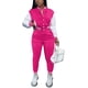 thumbnail image 1 of Mujeres Entrenamiento 2 Piezas Trajes Botón Abajo Color Bloque Patchwork Chaquetas Bodycon Pantalones Largos Chándal, 1 of 2