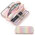 thumbnail image 2 of Tignapoo Trousse à Crayons Pastel Élégante à Double Fermeture Éclair avec Fenêtres Transparentes - Grande Capacité, Design Multi-Compartiments pour École, Bureau Ou Voyage - Durable et Légère (Rose), 2 of 7