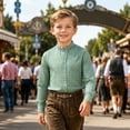 thumbnail image 2 of KHONTS Kids Boys Oktoberfest Pliad Shirts Long Sleeve Western Shirts Button down Casual Tops,Size 2-14 Years Green 100, 2 of 4
