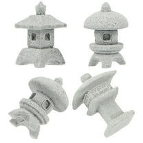4 Pcs Small Figurines Mini Garden Decoration Japanese Stone Lantern