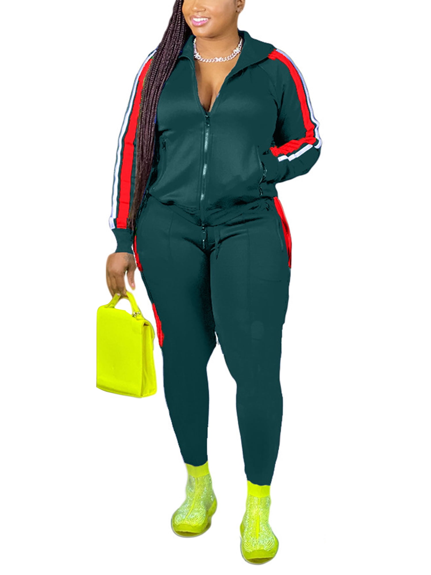 Frontwalk Womens Sweatsuits Sets Plus Size Long Sleeve Hoodies