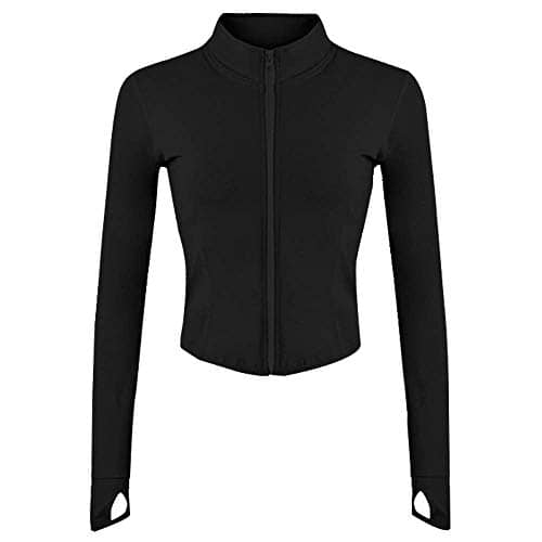 Lviefent Womens Lightweight Full Zip Running Track Jacket Workout Slim Fit  Yoga Sportwear with Thumb Holes (Black, Medium) - Walmart.com