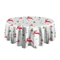 thumbnail image 5 of White Christmas Reindeer and Tree Pattern Round Tablecloth 60"x60",Wrinkle Wipeable Table Cloth for Kitchen Dining Room Picnic Patio Party, 5 of 6