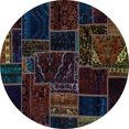thumbnail image 1 of Ahgly Company Indoor Round Patchwork Light Blue Transitional Area Rugs, 4' Round, 1 of 4