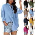 thumbnail image 2 of ShiShine Womens Button Down Shirts Long Sleeve Tops Casual Lapel Collared Blouses Loose Fit, 2 of 3