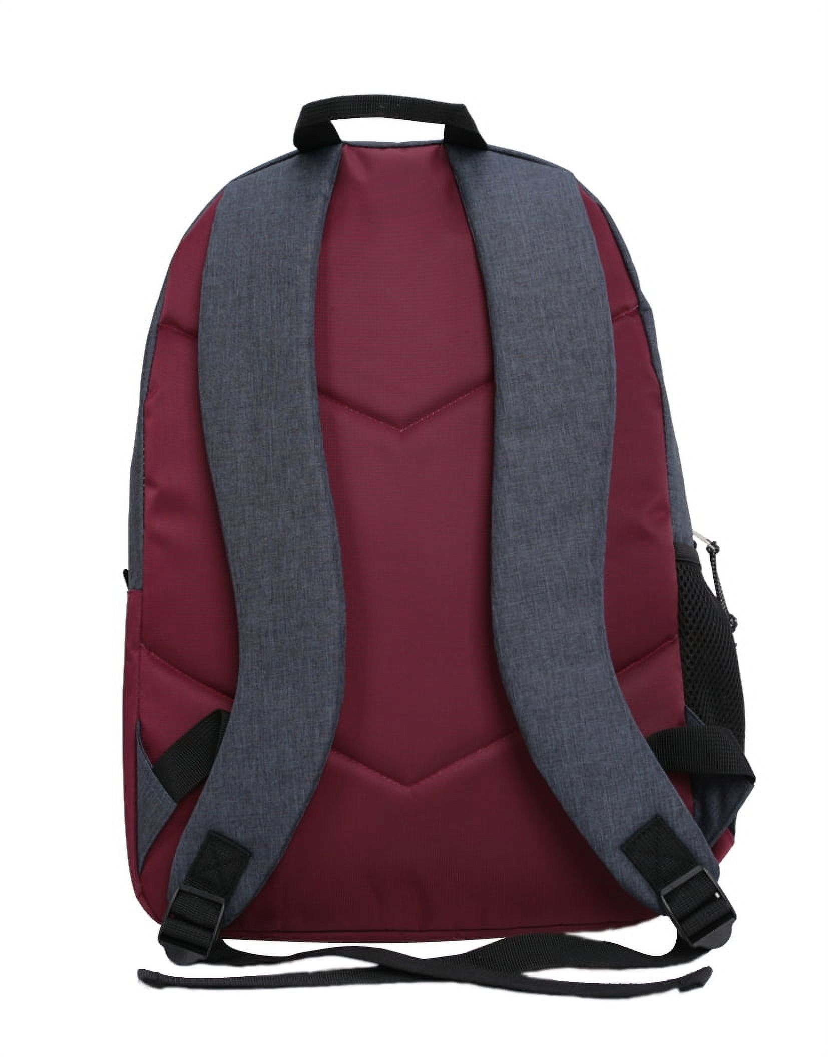 Protege 18" Heather Colorblock Adult Backpack, Navy/Maroon - Unisex - image 3 of 5