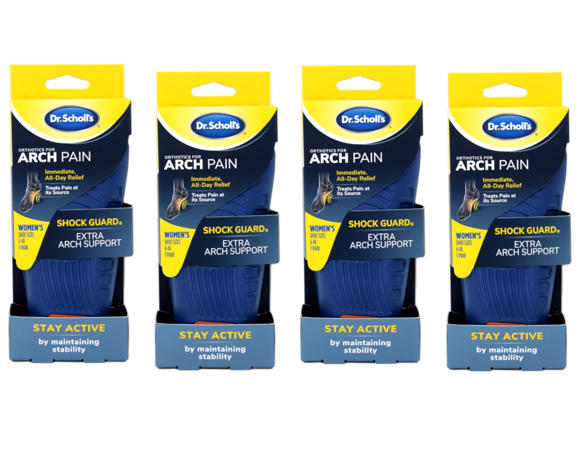 4 Pack of Dr. Scholl's Women's Orthotics for Arch Pain Relief Insoles