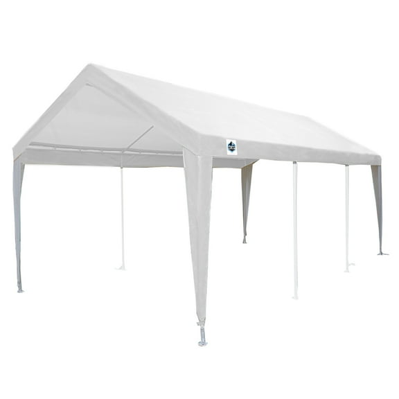 King Canopy 10' x 20' Polyethylene 180gsm Fitted White with White Leg Skirts Carport Canopy Cover